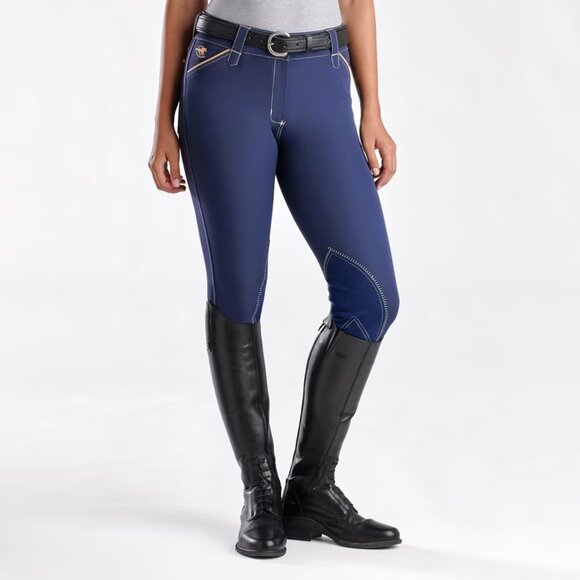 Smartpak Pants - Piper Evolution Breeches - Navy/Tan - Knee Patch 24R
